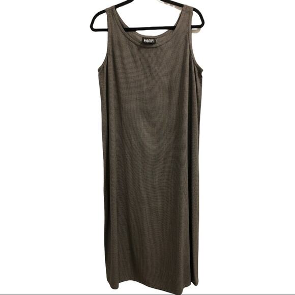 Eileen Fisher New York‎ Sleeveless Long Maxi Ankle Dress Brown Black 1 S/M - Picture 1 of 5